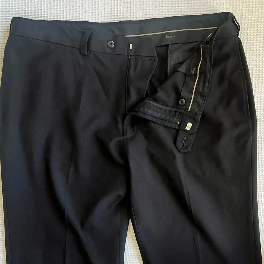 Haggar Classic Fit Expandable Waistband Black Pants Slacks 40 X 30